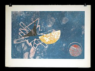 Joan Joseph Tharrats Lithograph w/ Collage - ca. 1950s