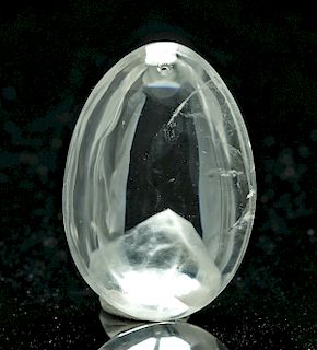 20th C. Ovoid Quartz w/ Phantom Crystal Pendant