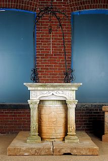 MONUMENTAL CAST STONE WELL HEAD AND SURROUND