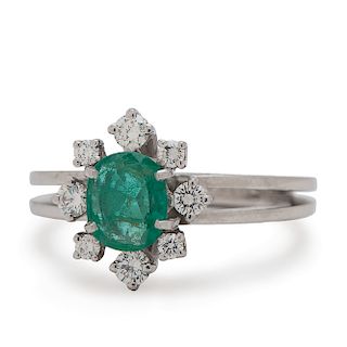 F&F Felger Emerald and Diamond Ring In Platinum