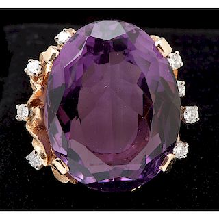 14k Yellow Gold Amethyst Cocktail Ring