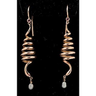 14k Rose Gold Snake Earrings
