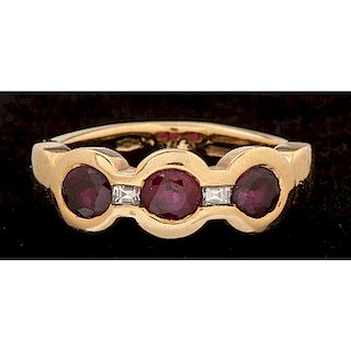 18k Gold Ruby and Diamond Ring