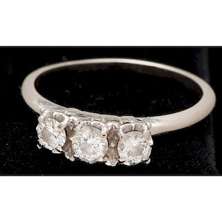 14k White Gold Three Diamond Ring