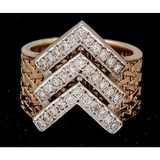 14k Gold Diamond Chevron Ring