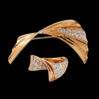 14k Gold Diamond Ring and Brooch