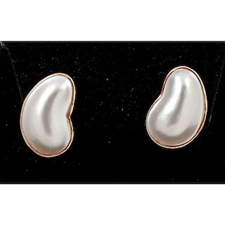 14k Gold Mabe Pearl Enhancer and Earrings PLUS
