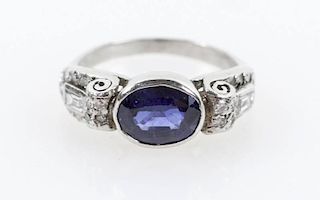 Ladies Platinum, Sapphire & Diamond Ring