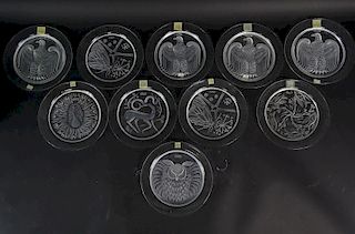 (10) Collection of Ten Lalique France Eagle Plates