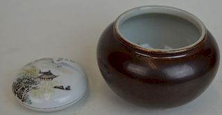 (2) Two Chinese Porcelain Water Pot And Ink Box