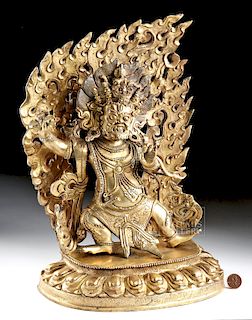 19th C. Sino-Tibetan Gilt Bronze Vajrapani