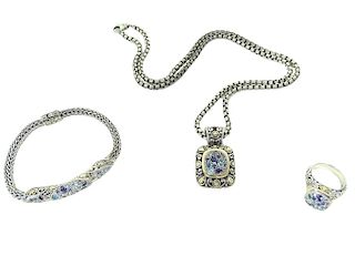 John Hardy Ring, Bracelet and Station Necklace Set