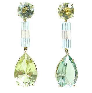 27.04ct Green Amethyst And Diamond Earrings