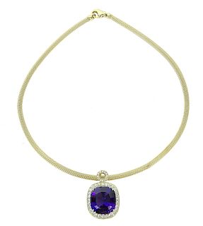 27.2ct Amethyst And 2.78ct Diamond Necklace