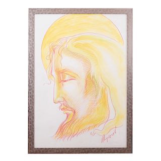 Armando Anguiano Valadez. "Cristo". Firmada y fechada ´91 en el ángulo inferior derecho. Cera sobre papel. Enmarcado.
