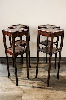 PAIR OF DOUBLE LOZENGE FORM PLANT STANDS, MID 20TH C.