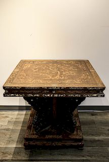 HUALI AND BURLWOOD INLAY TABLE, REPUBLICAN PERIOD