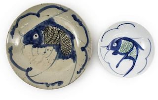 2 Chinese Carp Bowls, Ming & Qing Dynasty