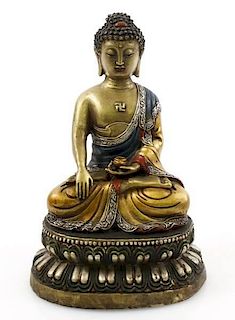 Chinese Patinated Bronze Seated Buddha