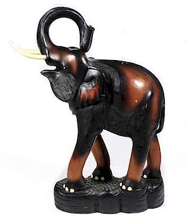 Lifesize Carved Teak Elephant Calf Sculpture