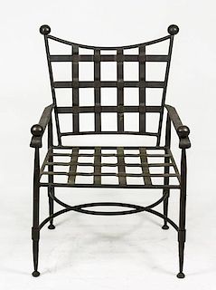 Single Iron Patio Armchair w/ Weave Motif
