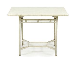 Rustic White Painted Wood & Iron Table