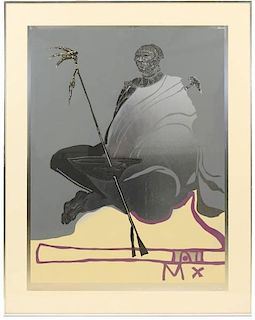 Ben Smith Metallic Lithograph "Seated Man w/ Boal"