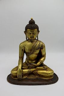 SEATED TIBET/NEPAL BUDDHA SHAKYAMUNI, 19TH C. / EARLIER