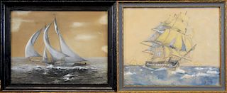 (2) Mixed Media Nautical Paintings