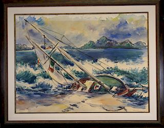 Signed, 1969 Nautical Watercolor