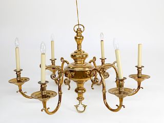 Six-Light Brass Chandelier