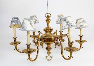Six-Light Brass Chandelier