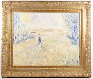 Impressionist Landscape "Lone Traveler in Pastels"