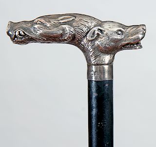 Silver Dog and Boar Dress Cane