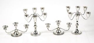 Two Pairs of Weighted Sterling Candelabras