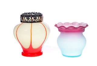 Czechoslovakian Art Glass Potpourri and Vase