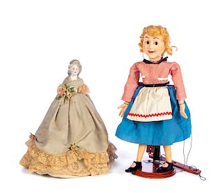 2 Marionette Puppet and Porcelain Doll Lamp
