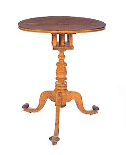 Period 1800s Tiger Maple Ohio Valley Candle Stand