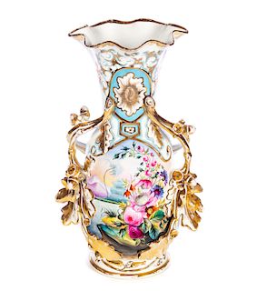 16" Old Paris Hand Painted Porcelain Vase