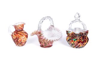 3 Victorian Spatterware Art Glass