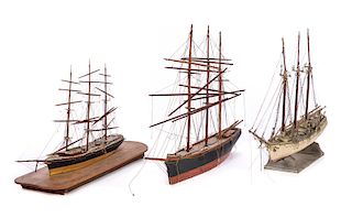 3 Early Wooden Ship Models