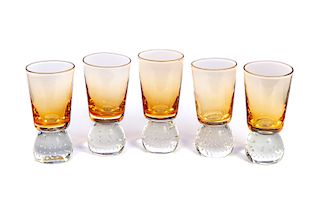 5 Erickson Controlled Bubble Amber Glasses