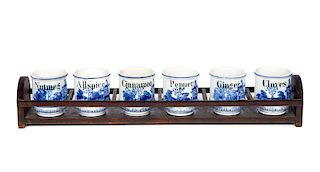 6 Pcs Blue and White Spice Set with Rack