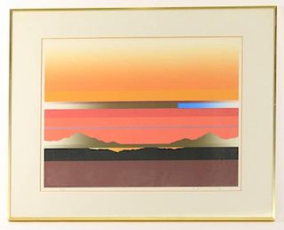 1976 Serigraph, Abstract Landscape, Tetsuro Sawada