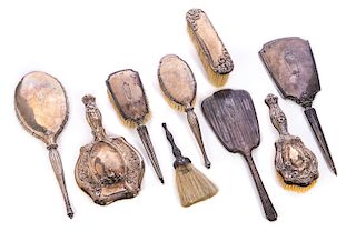 9 Sterling Silver Brushes and Mirrors