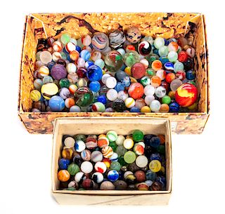 2 Boxes of Antique Marbles