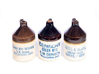 3 Chillicothe and Sidney Ohio Whiskey Jugs