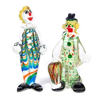 2 Venetian Art Glass Murano Clowns