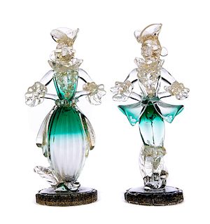 Pair of Venetian Murano Art Glass Figures