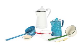 7 Pieces of Graniteware Kitchen Items